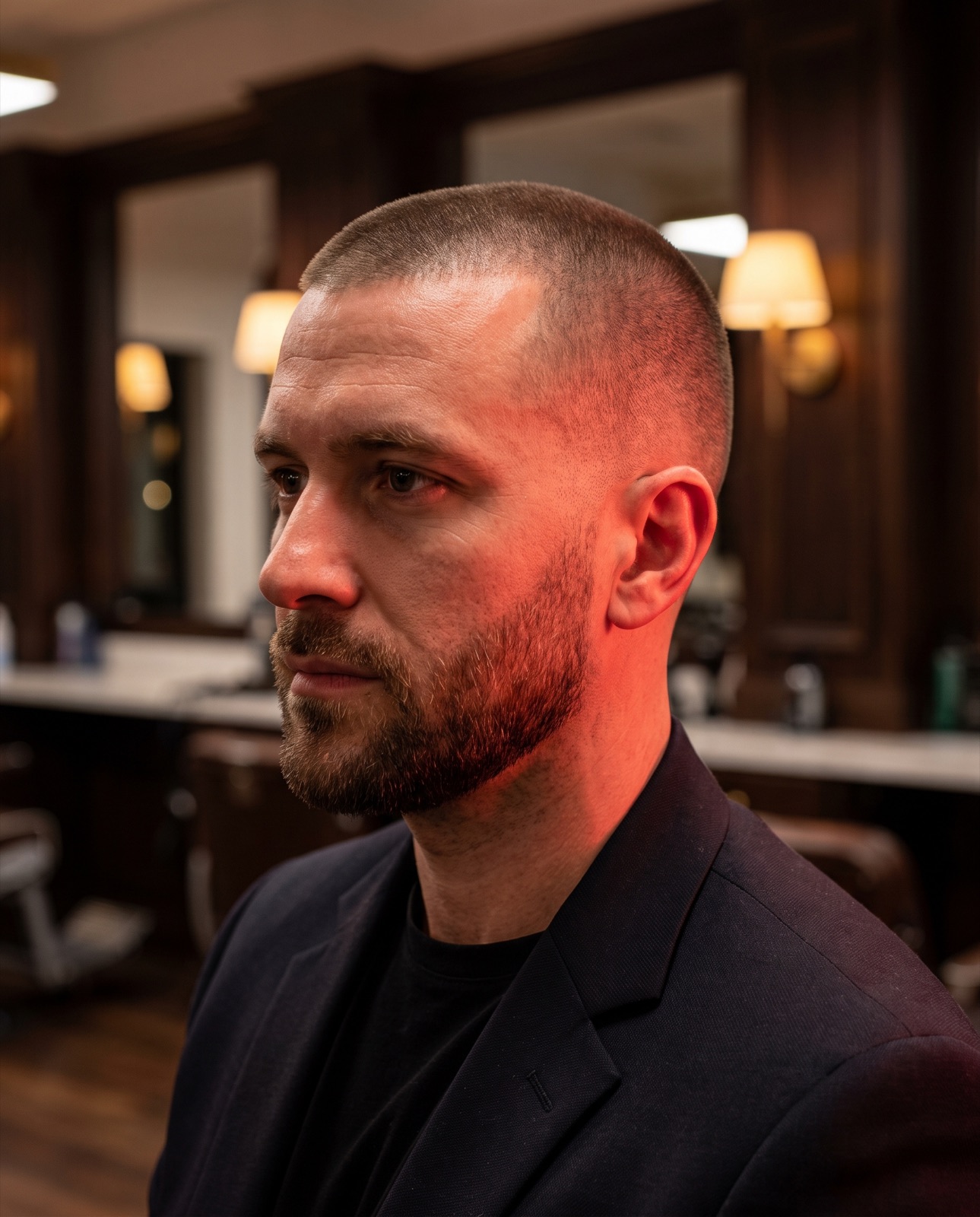 Buzz cut ve kısa sakal